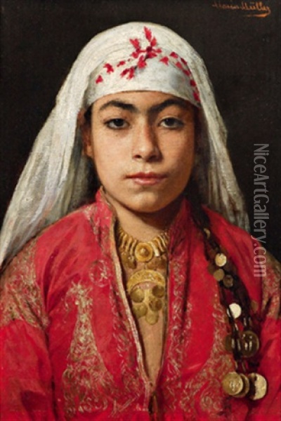 Portrait Einer Jungen Orientalin Oil Painting - Marie Mueller