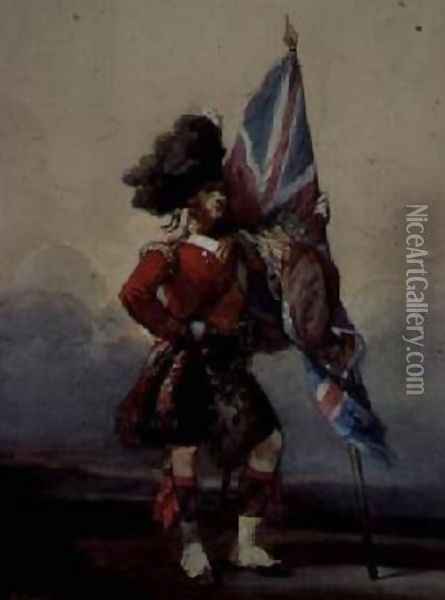 An Ensign of the 75th Highlanders Oil Painting - Eugene Louis Lami