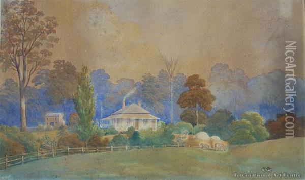 Colonial Homestead Oil Painting - John Barr Clarke Hoyte