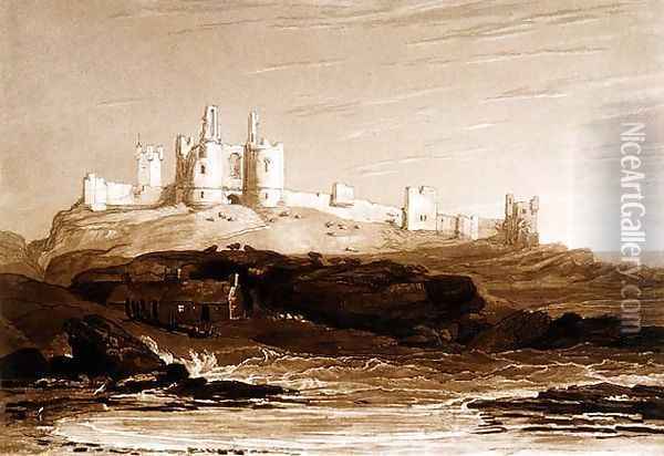 Dunstanborough Castle, from the Liber Studiorum, engraved by Charles Turner, 1808 Oil Painting - Joseph Mallord William Turner