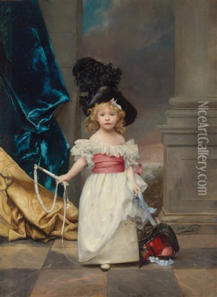 Ganzfiguriges Bildnis Der Therese Girard Im Alter Von Drei Jahren Oil Painting - Jules Adolphe Goupil