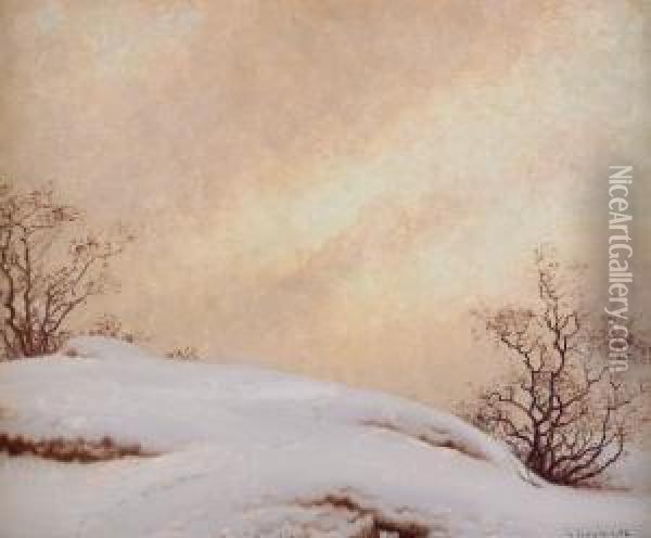 Vinterlandskap Oil Painting - Gustaf Fjaestad