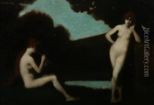 Les Baigneuses Oil Painting - Jean Jacques Henner