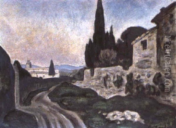 Abbaye A Villeneuve Oil Painting - Alfred Lesbros