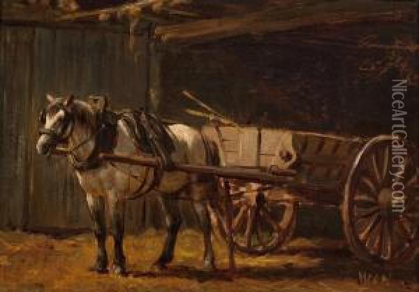 Yoked Horse Oil Painting - Willem Carel Nakken