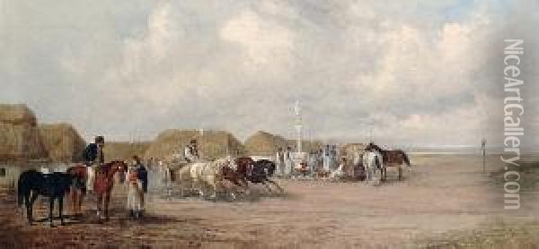 Settlement With Horses Oil Painting - Alfred Steinacker