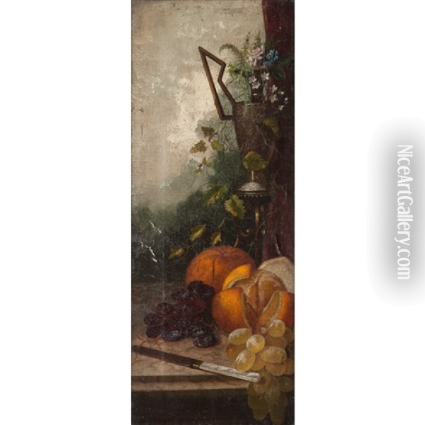 Still Life With Urn And Oranges Oil Painting - Carducius Plantagenet Ream