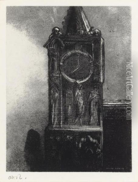 Une Cloche Battait Dans La Tour..., From Le Jure (m. 77) Oil Painting - Odilon Redon