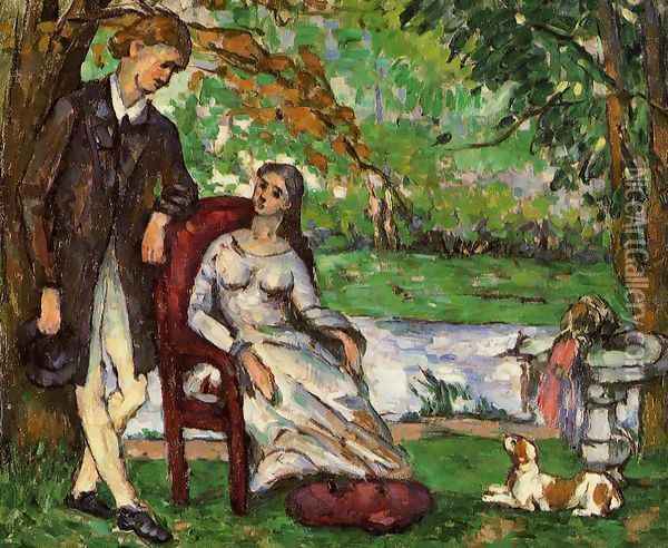 Couple In A Garden Aka The Conversation Oil Painting - Paul Cezanne