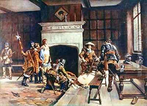 Oliver Cromwell 1599-1658 at the Blue Boar in Holborn Oil Painting - Ernest Crofts