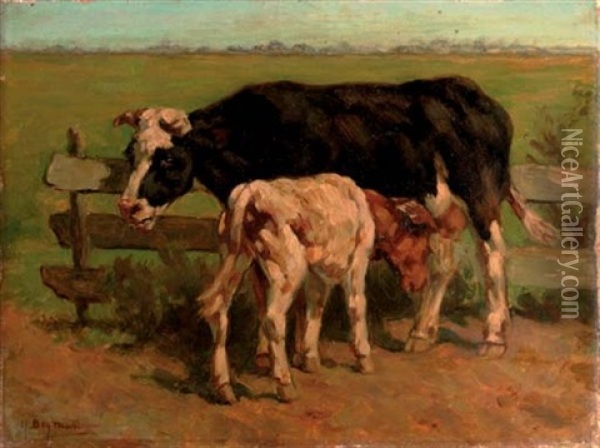 The Young Calf Oil Painting - Herman Bogman I