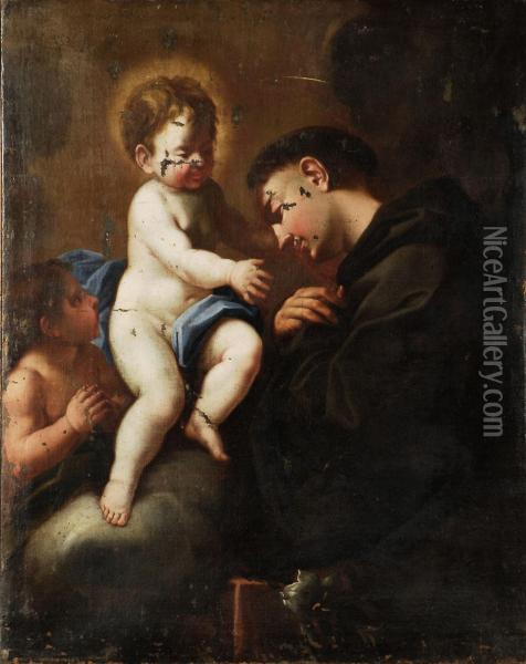 Sant'antonio Con San Giovannino E Gesu Oil Painting - Ludovico Mazzanti