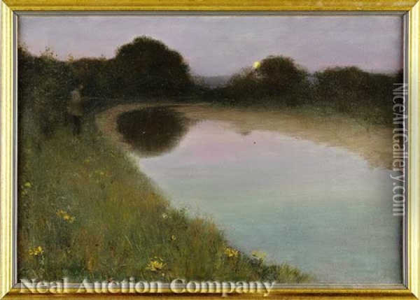 Fishing At Twilight Oil Painting - Alexander John Drysdale