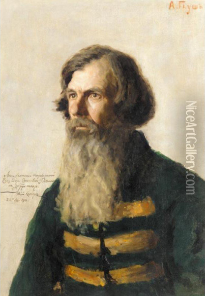 Portrait Of An Izvozchik Oil Painting - Alexandre Fedorovich Gaush