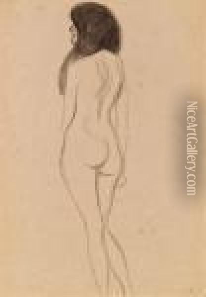 Weiblicher Ruckenakt Nach Links Oil Painting - Gustav Klimt