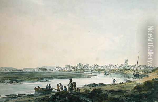 Cardiff from the South Oil Painting - Julius Caesar Ibbetson