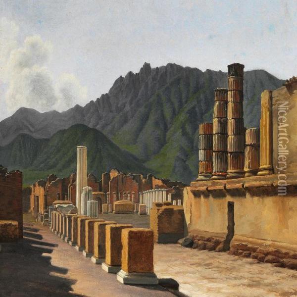 View Of Casa Di Ariadne In Pompeii Oil Painting - Constantin Hansen