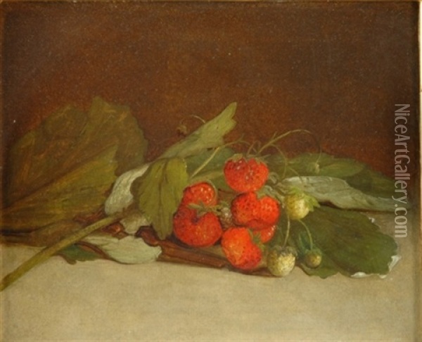 Still Life With Strawberries Oil Painting - William Moore Davis