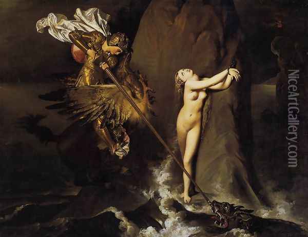 Ruggiero Rescuing Angelica Oil Painting - Jean Auguste Dominique Ingres