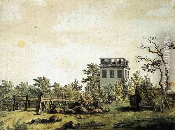 Landscape with Pavilion c. 1797 Oil Painting - Caspar David Friedrich