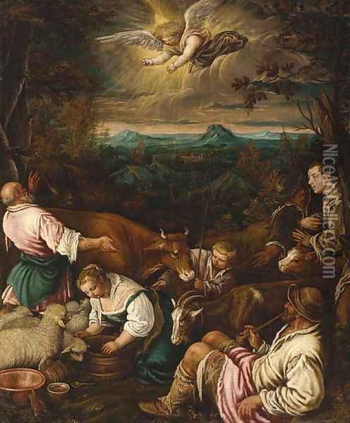 The Annunciation to the Shepherds Oil Painting - Giambattista Da Ponte (Giambattista Bassano)