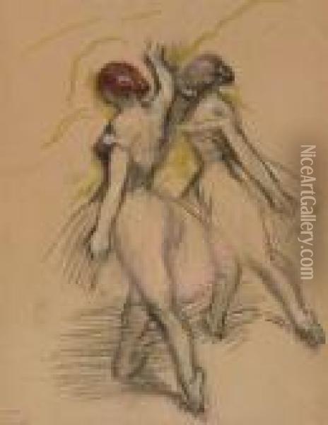 Deux Danseuses Evoluant Oil Painting - Edgar Degas