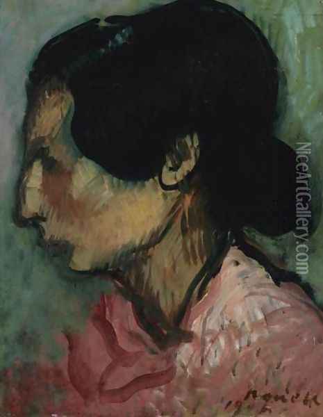 Study of a Gypsy (Estudi (Gitana) Oil Painting - Isidro Nonell