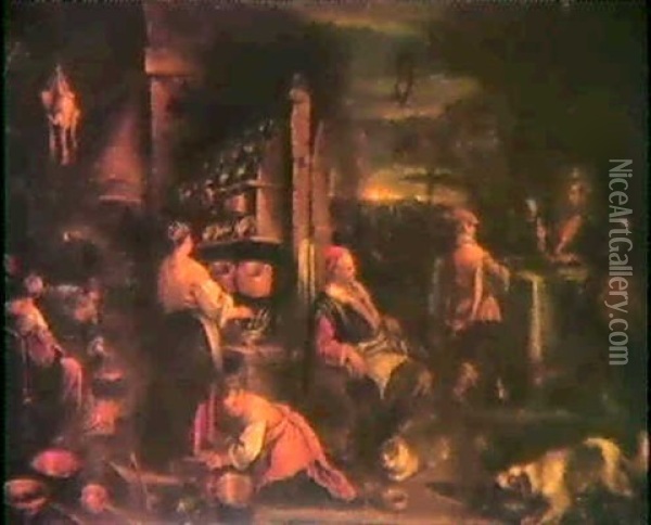 Les Pelerins D'emmaus Le Christ Dans La Maison  De Marthe Et Marie Oil Painting - Francesco Bassano the Younger