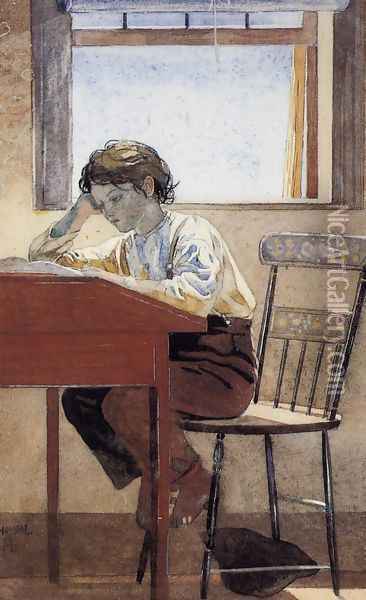 Homework Oil Painting - Winslow Homer