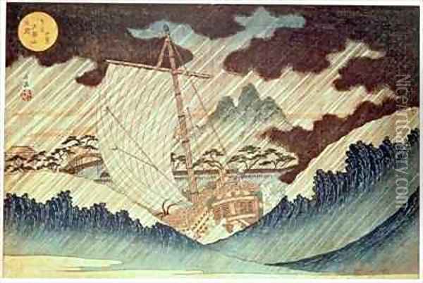 Sudden rain on Mount Tempo Oil Painting - Yashima Gakutei
