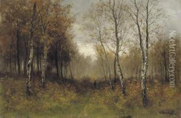 A Walk In The Birch Forest Oil Painting - Charles Pauli