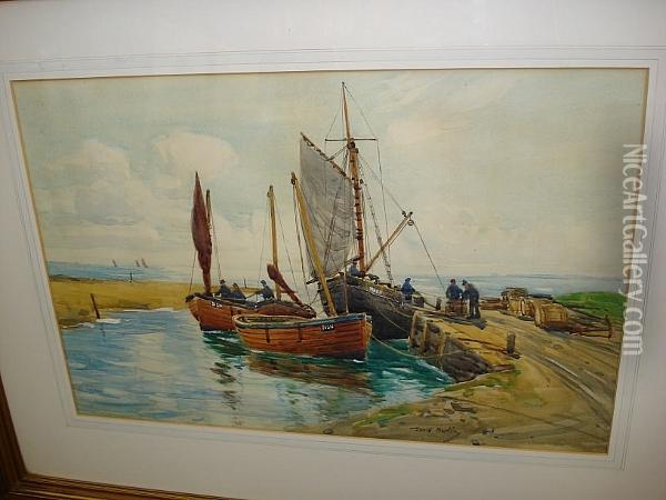 Fishing Boats Oil Painting - David Martin
