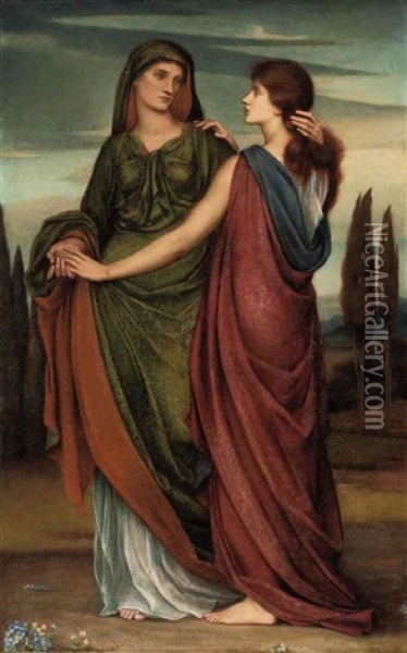 Naomi And Ruth Oil Painting - Evelyn de Morgan