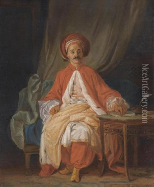 A Turkish Nobleman Oil Painting - Jean-Baptiste Le Prince