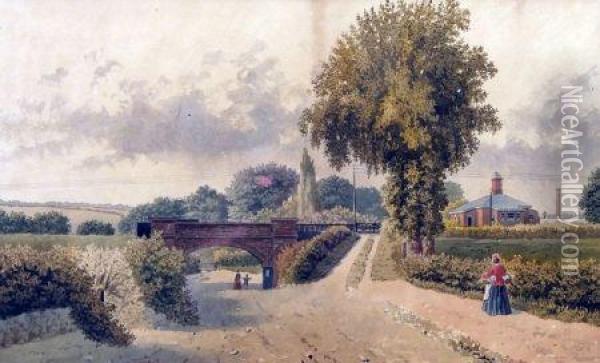 Long John Hill Lakenham, Near Norwich Oil Painting - William Frederick Austin