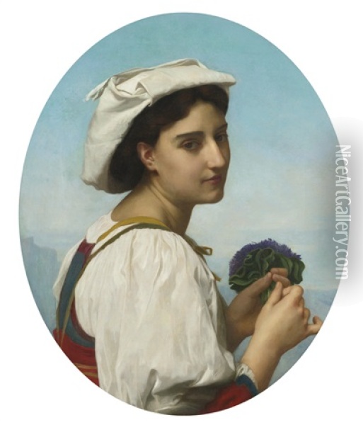Le Bouquet De Violettes Oil Painting - William-Adolphe Bouguereau