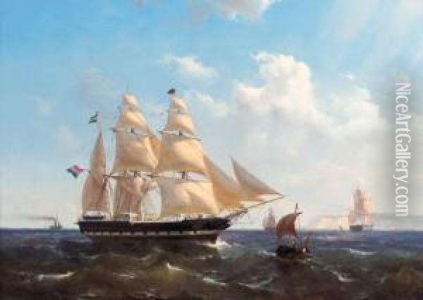 A Merchantman Off Dover Oil Painting - Mauritz F. H. de Haas