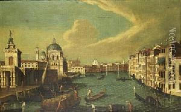 The Grand Canal, Venice, At The Punta Della Dogana With Santa Maria Della Salute Beyond Oil Painting - Francesco Tironi