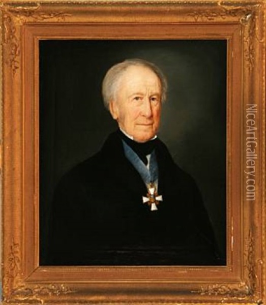 Portrait Of Count Vilhelm Carl Ferdinand Ahlefeldt-laurvigen Oil Painting - Johan Carl Richardt