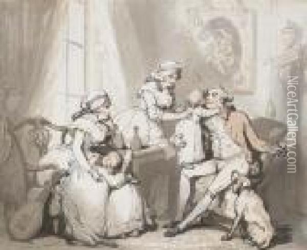 The Happy Family Or The Married Man Oil Painting - Thomas Rowlandson