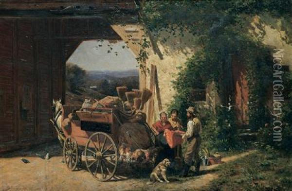 The Peddler Oil Painting - George Lafayette Clough
