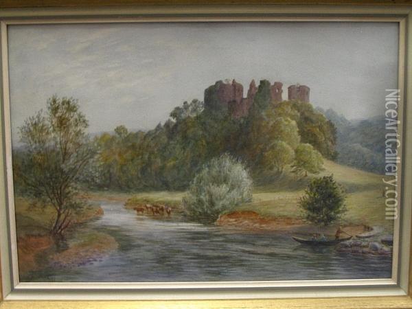 'markworth Castle' And 'bolton Abbey On The Wharfe', A Pair Oil Painting - Robert Brown Johnston