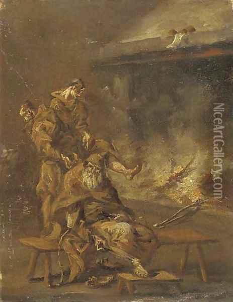 Capuchin friars by a fire Oil Painting - Alessandro Magnasco