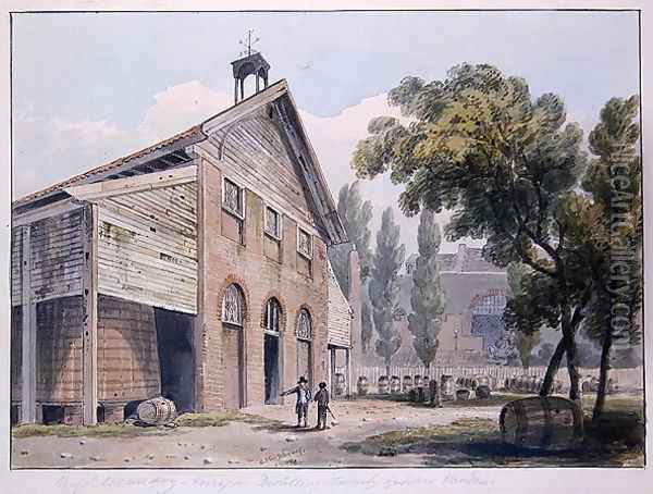 Messrs Beaufoys Distillery, formerly Cupers Gardens, 1809 Oil Painting - George Shepherd
