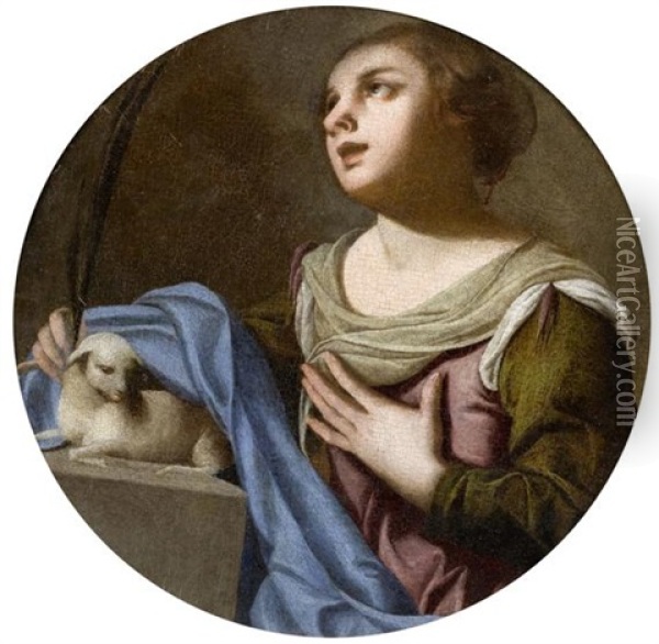 Heilige Agnes Oil Painting - Francesco de Mura