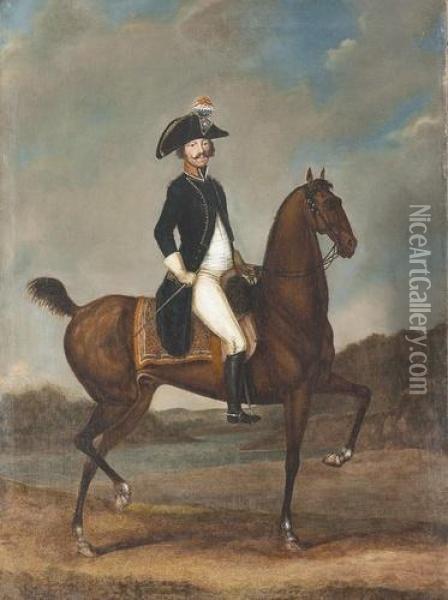 Umkreis
Portrat Eines Edelmannes Zu Pferd. Oil Painting - Bacler D' Albe Louis Albert Guillain