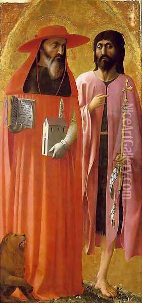 St Jerome and St John the Baptist 1428 Oil Painting - Masaccio (Tommaso di Giovanni)