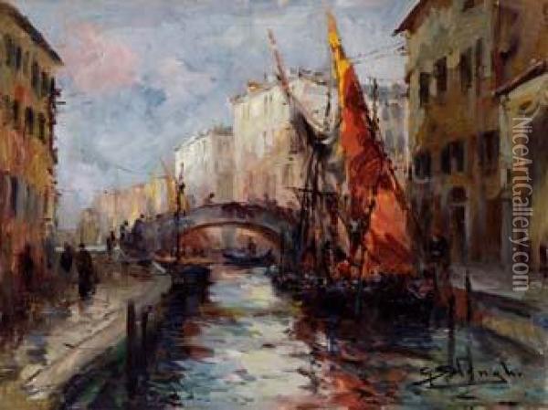A Chioggia Oil Painting - Giuseppe Solenghi