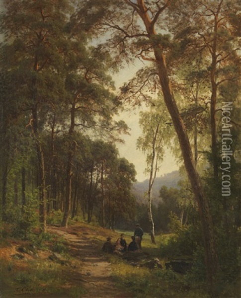 Picknick Auf Der Waldlichtung Oil Painting - Fritz Ebel