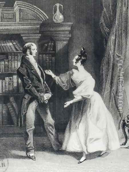 She then told him what Mr Darcy had voluntarily done for Lydia. He heard her with astonishment, illustration from Pride and Prejudice by Jane Austen 1775-1817 engraved by William Greatbach b.1802 1833 Oil Painting - George Pickering
